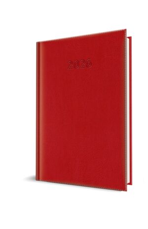 AGENDA DATATA RO A5, 352 PAGINI, COPERTA DIN PIELE SINTETICA, CORINALDO DELUXE, CULOARE ROSU 2026