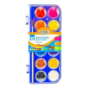 Acuarele, 12 culori, 28 mm , pensula - S-COOL